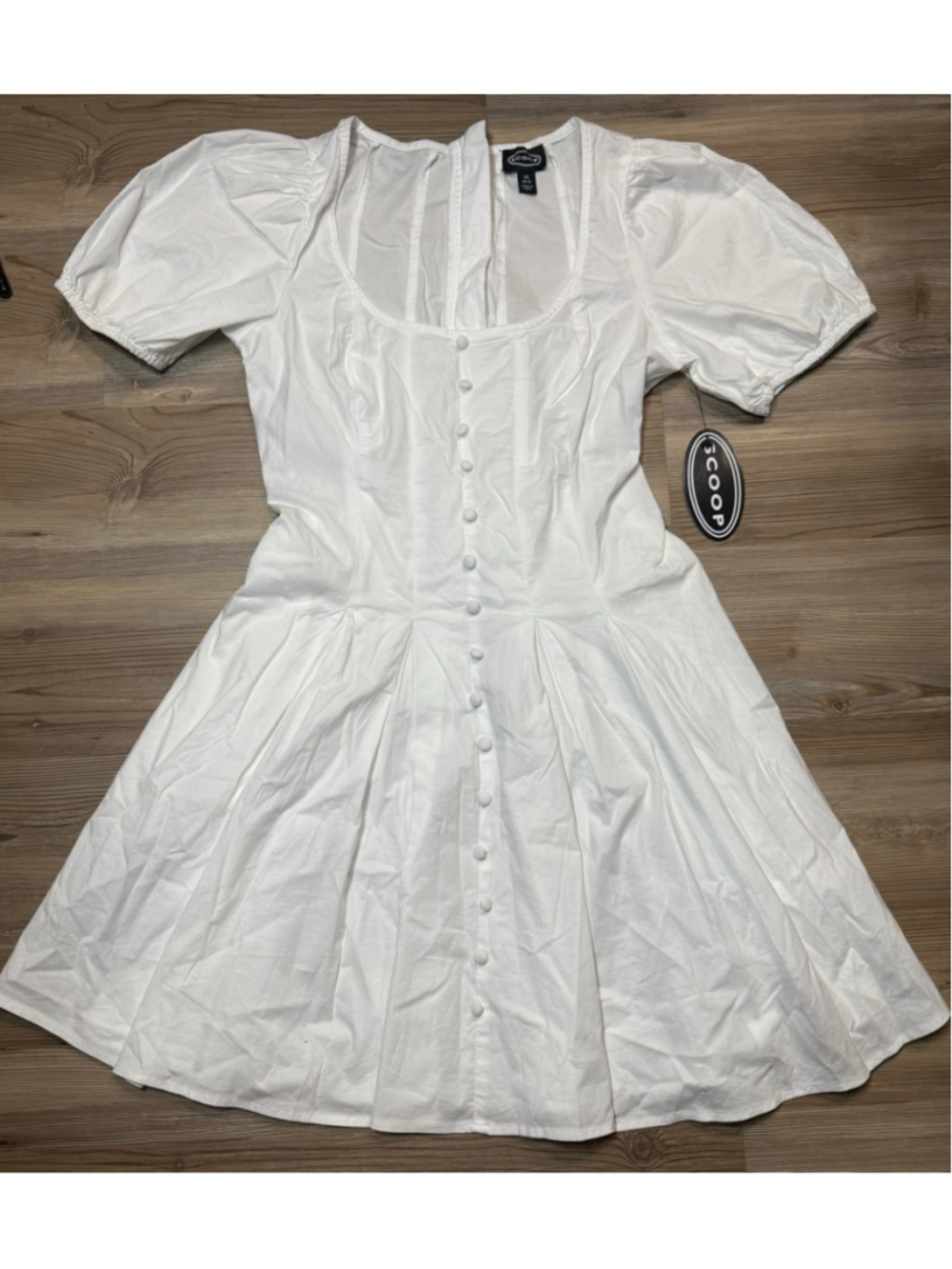 Women's Scoop White Button Front Mini Dress XS